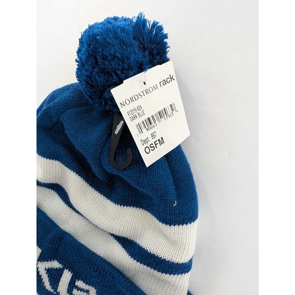 Mens Hat Oakley Men's B1B Logo (Striped) Beanie Blue Knit Hat - Picture 2 of 5